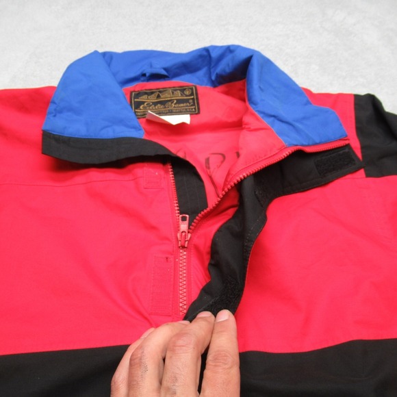 Eddie Bauer Jacket Mens Medium Red Colorblock‎ Pullover Windbreaker VTG 90's - Picture 11 of 12